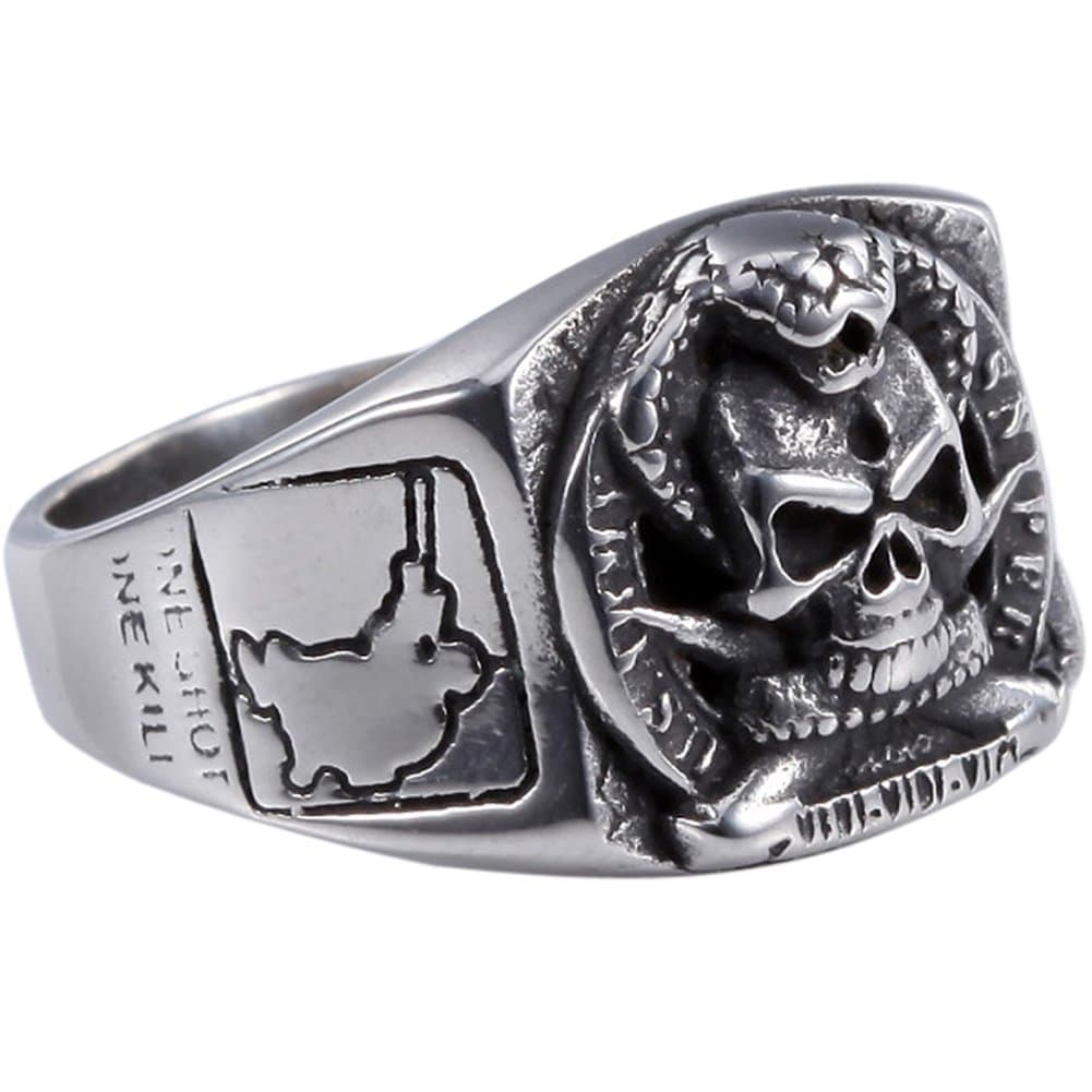 361L Stainless Steel Sniper United States US Army Military Skull Ring Size 7-13