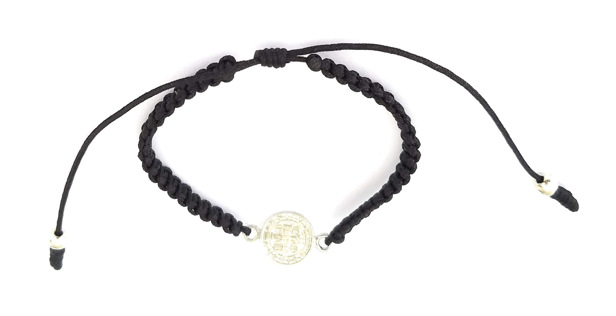 St Benedict Goldtone Medal String Macrame Bracelet, Assorted Colors