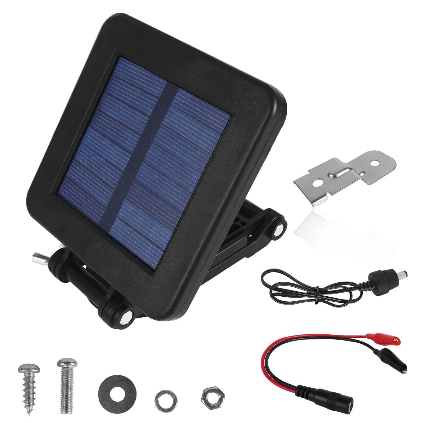 - 6V Solar Panel for Deer Feeder, Efficient Charger w/Adjustable Mounting Bracket & Alligator Clips, 6V Solar Panel Compatible with Game Feeder Timer & Rechargeable Batteries