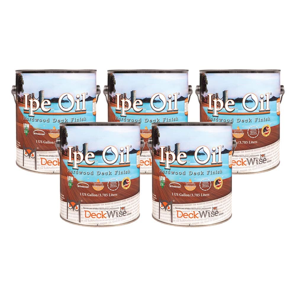 DeckWise Ipe Oil Hardwood Deck Semi-Transparent 250 VOC Natural Finish (Pack of 5, 1-Gallon Each)