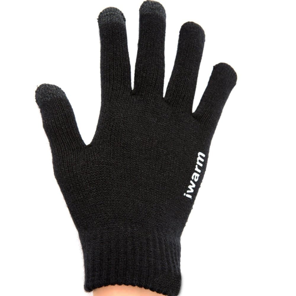 Men's Knitted Winter Gloves with a Velvet Anti-Slip Touch Screen Fingers (Black)