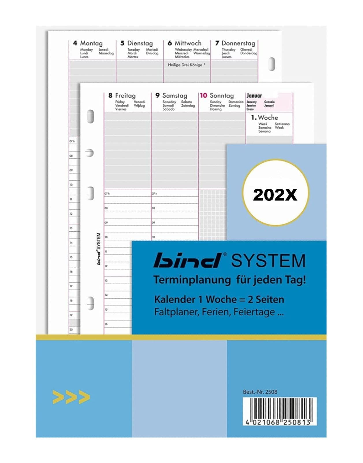 BINDCalendar 2025 DIN A5 Calendar Insert Diary Daily Calendar 1 Week / 2 Pages B250825