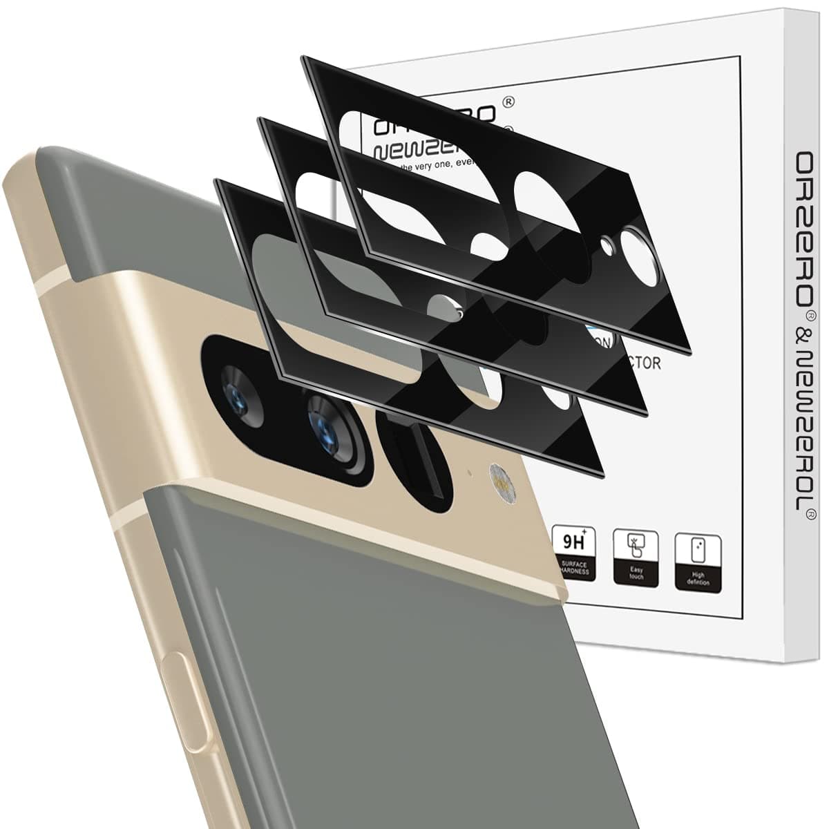 Orzero (3 Pack) Camera Lens Protector Compatible for Google Pixel 7 Pro 5G 6.7 inch, Protector de Cámera Tempered Glass 9 Hardness HD Anti-Scratch Case Friendly Does not Affect Night Shots