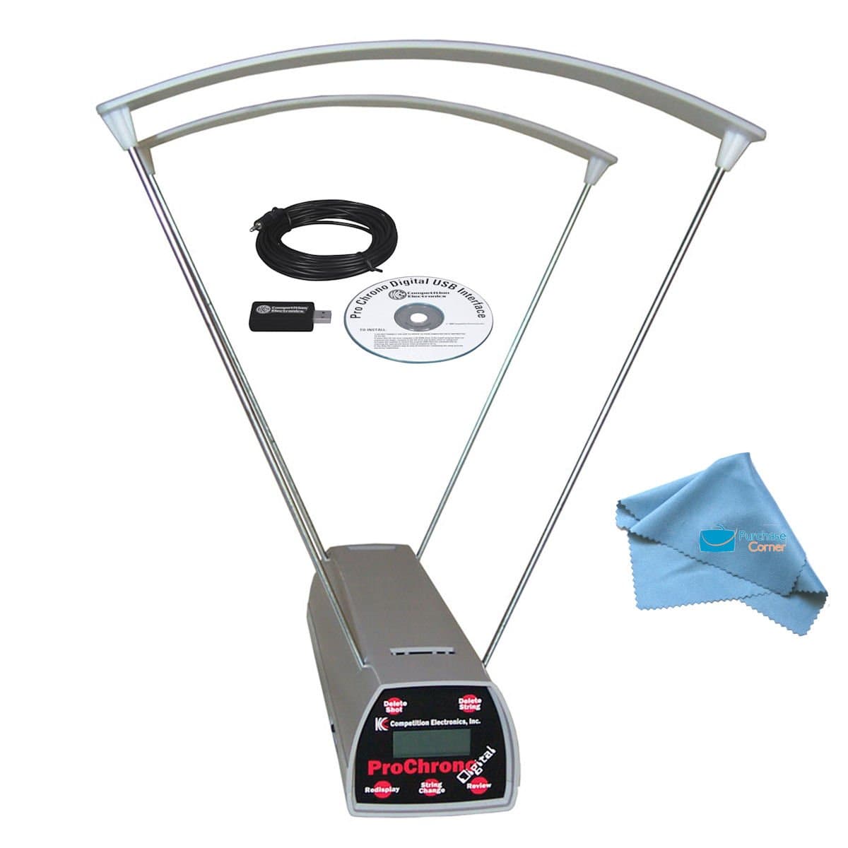 Competition Electronics Prochrono Digital Chronograph & Prochrono Digital USB Interface and Purchasecorner Polish Cloth Bundle