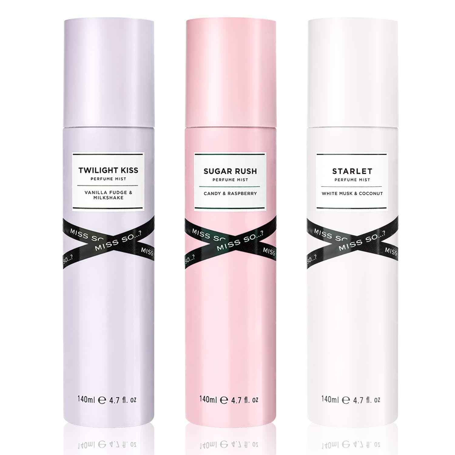 SO…? Miss So Womens Twighlight Kiss, Sugar Rush, Starlet Perfume Mist Mixed Bundle 140ml (3 Pack)