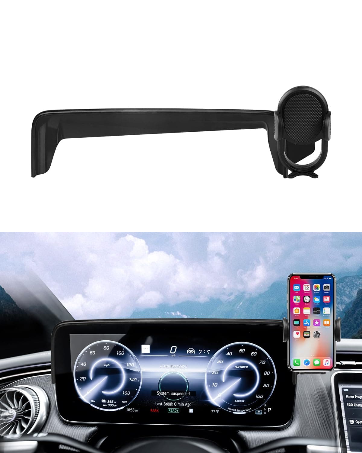 Autorder Car Phone Holder for 2023 2024 2025 Mercedes Benz EQE Accessories Phone Mount Screen Cell Phone Automobile Cradles Hands-Free 360 Degree Rotation