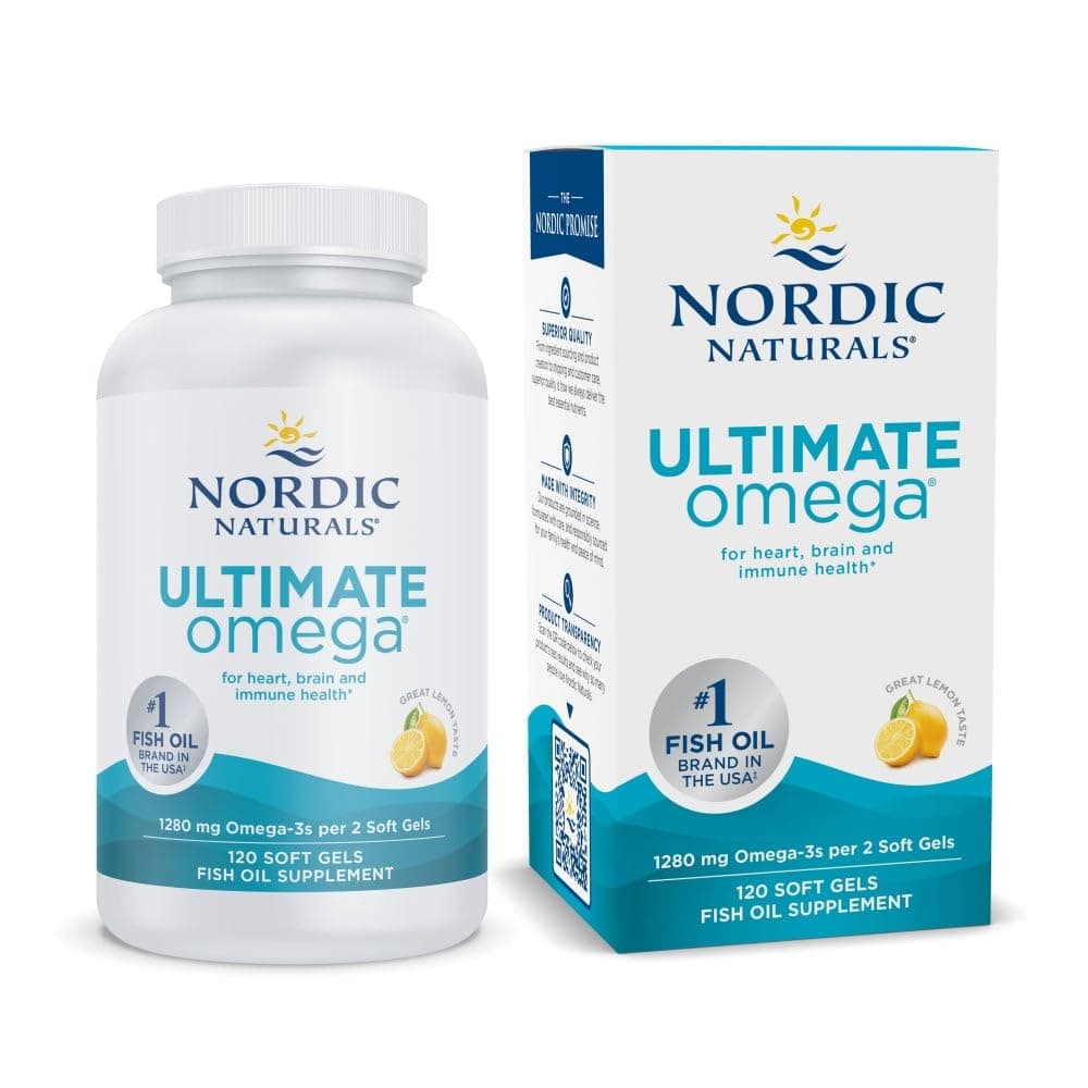 Ultimate Omega 3 Fish Oil Softgels | 1280 Mg of Omega 3, EPA & DHA Supplement For Men & Women | High-Potency Fish Oil Supplement | Lemon Flavour 120 Softgels