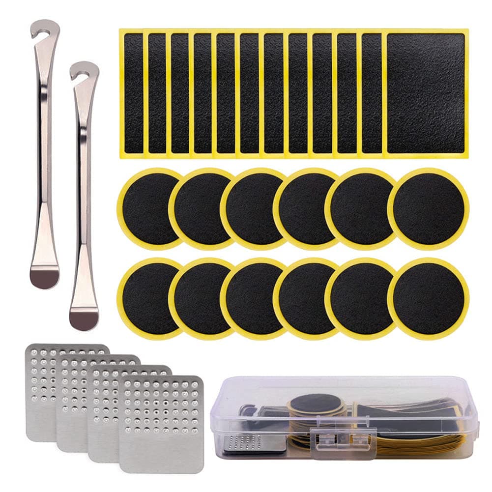 Puncture Repair Kit Bicycle, 30 Pcs Glueless Self-Adhesive Bike Puncture Repair Kit with Portable Storage Box for Bicycle Inner Tube Repair