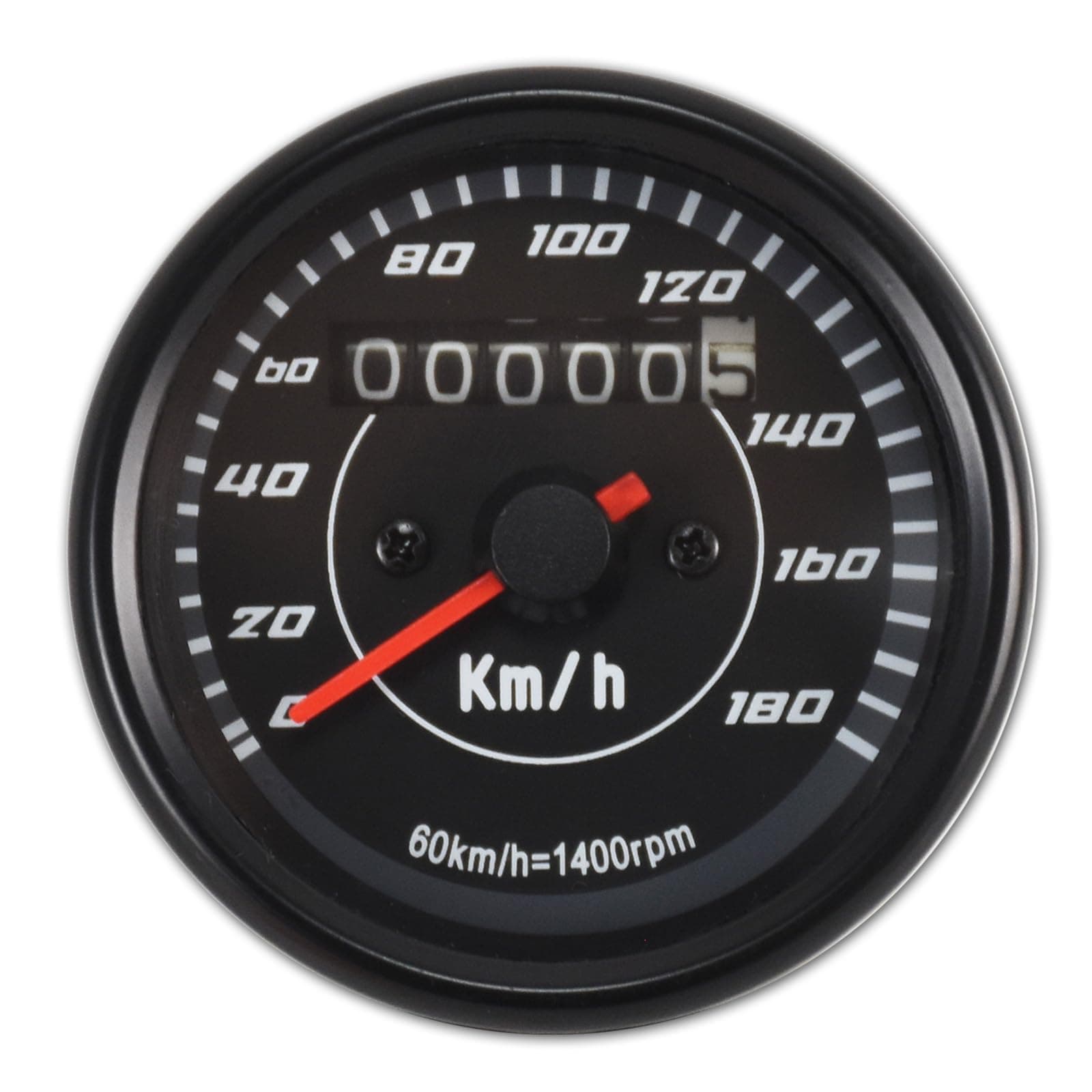 0052 Universal Mini Motorcycle Speedometer Odometer Gauges Aluminum 60MM/2.56IN for Honda Yamaha Suzuki Kawasaki Black
