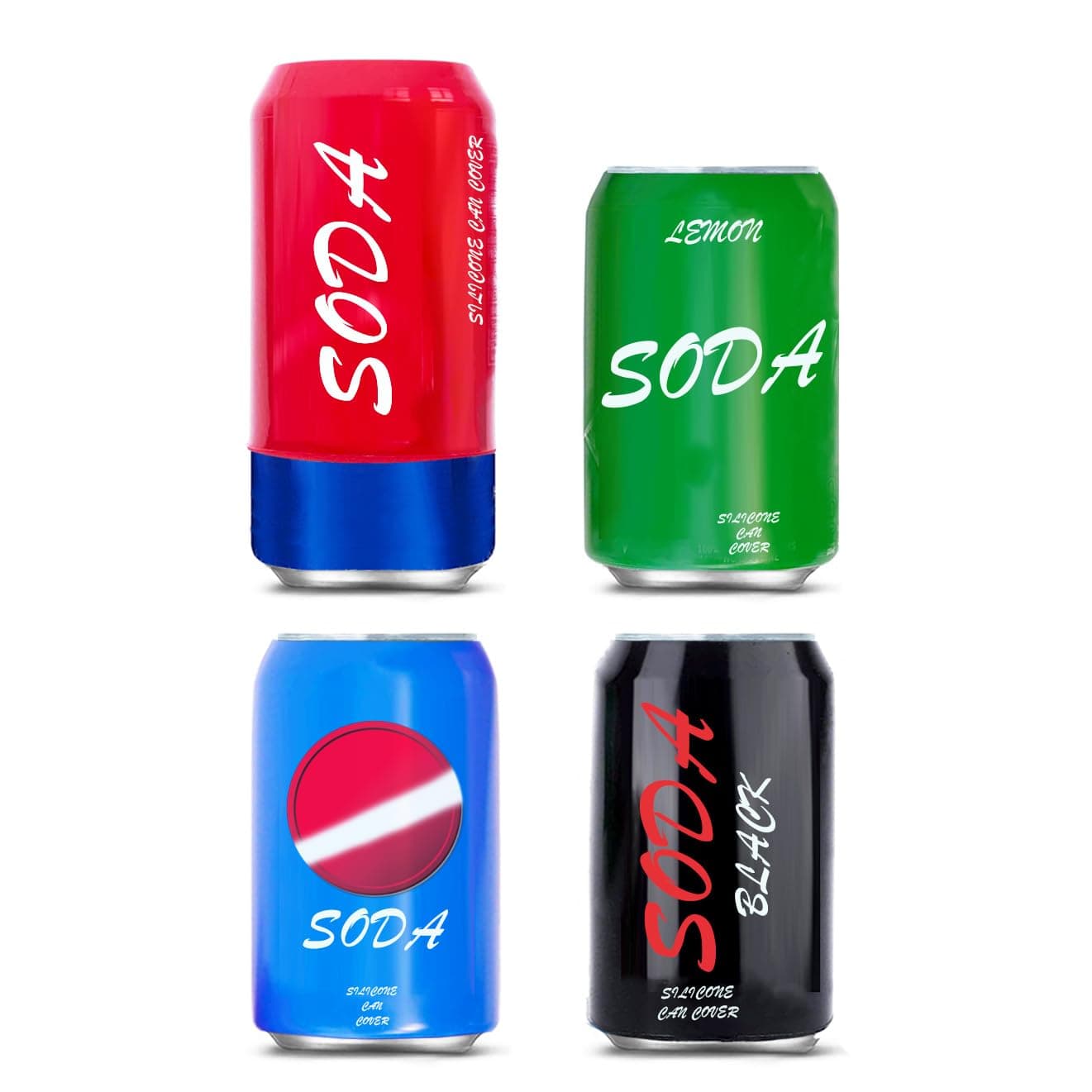 Can Covers That Look Like Soda, Silicone Sleeves For Cans, Wraps, Fits All 12Fl Oz 355Ml (4 Pack, Mixed)