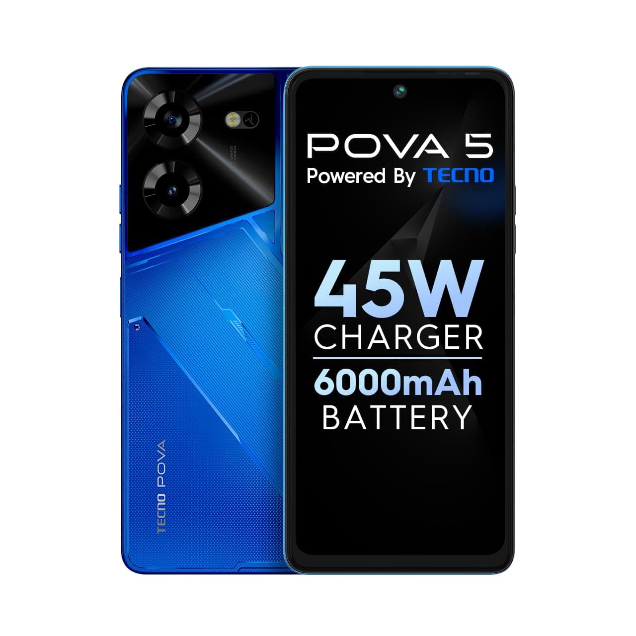 Pova 5 (Hurricane Blue, 8GB RAM,128GB Storage) | Segment 1st 45W Ultra Fast Charging | 6000mAh Big Battery | 50MP AI Dual Camera | 3D Textured Design | 6.78”FHD+ Display