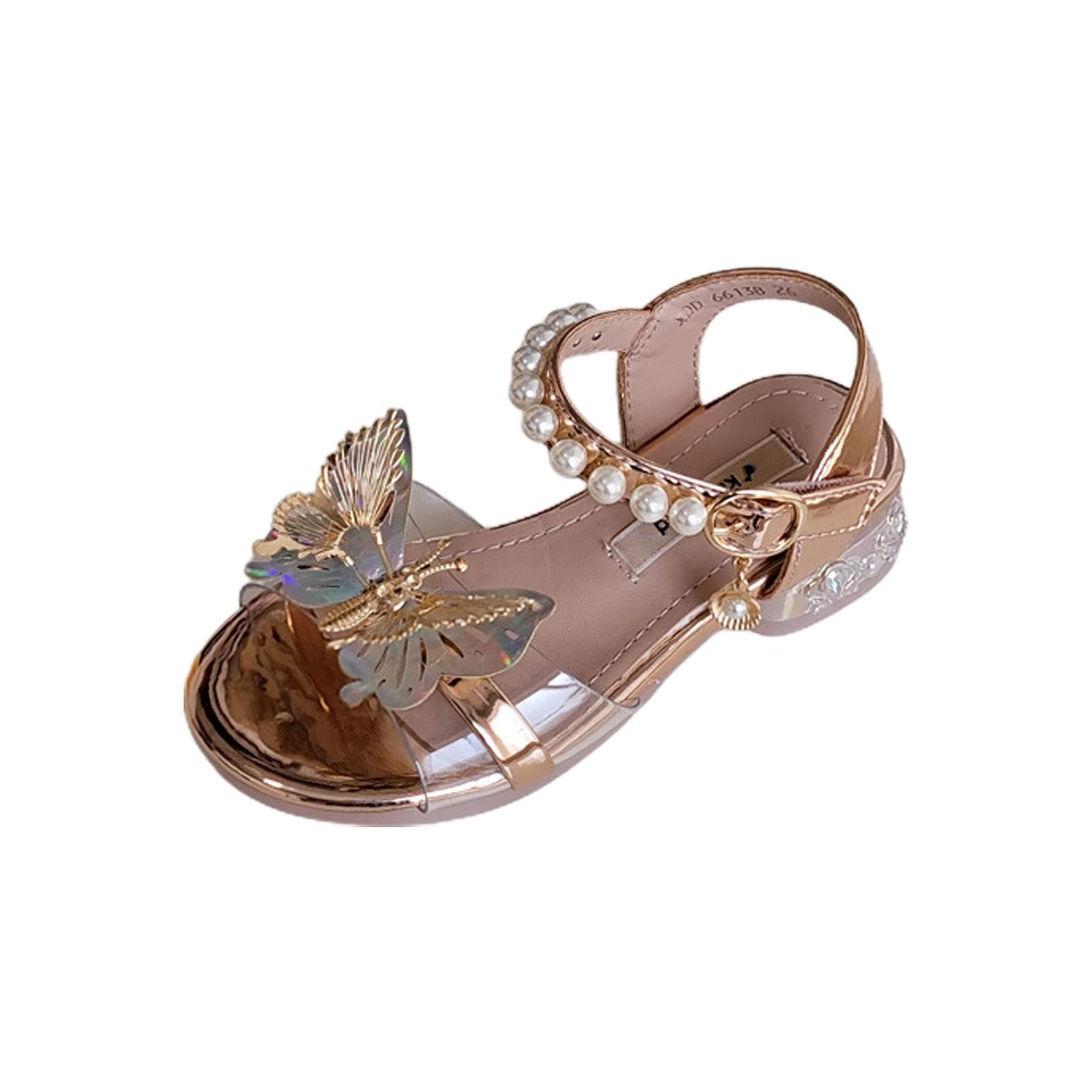 Prevently Girls Sandals Grils Dress Shoes Wedding Party Open Toe Butterfly Sandals For Toddler To Big Kids Girls Sipper (Pink-f, 13 Little Child)