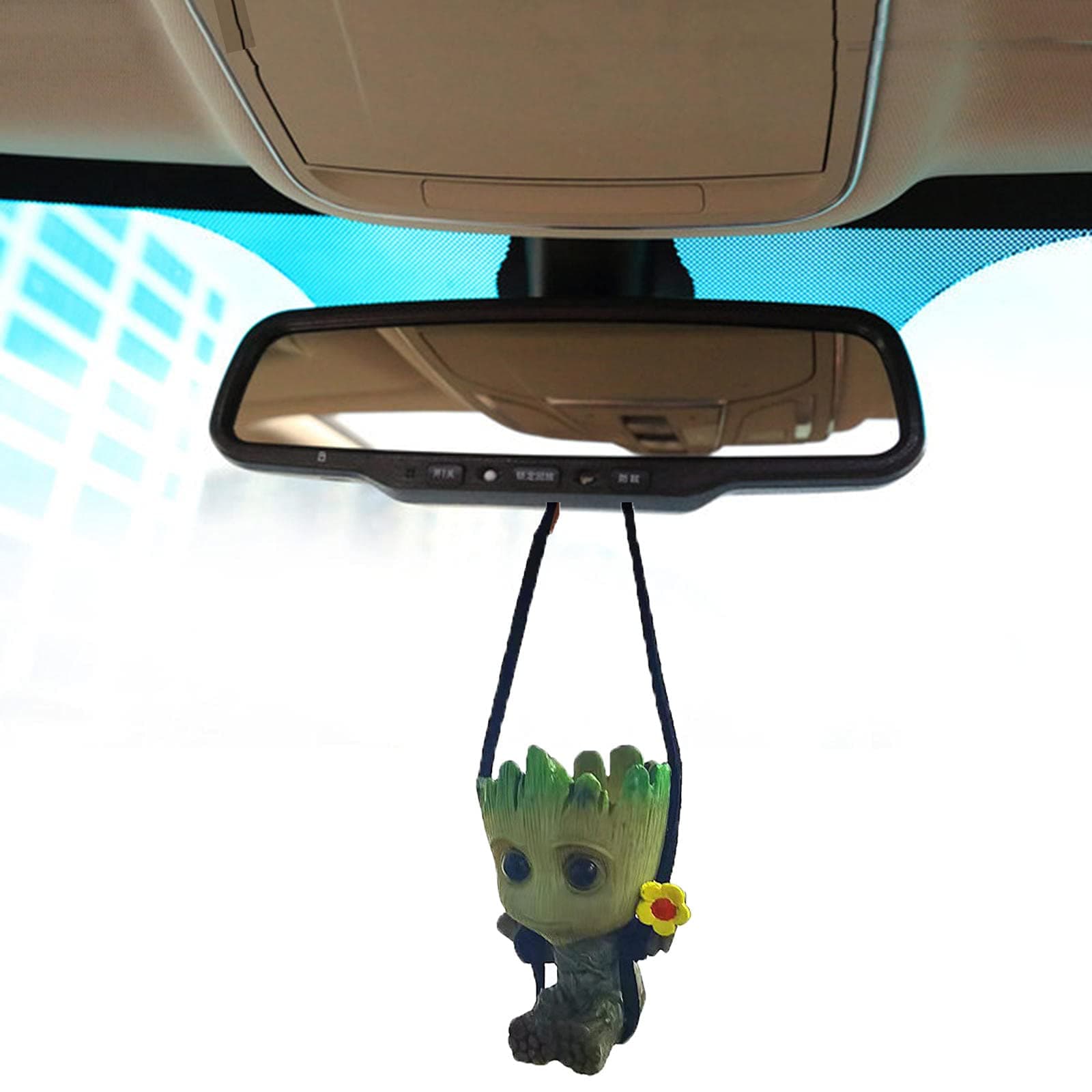 Smiling Little Tree Man Car Mirror Charm - Lanyard Car Accessory for Decoration, 70cm