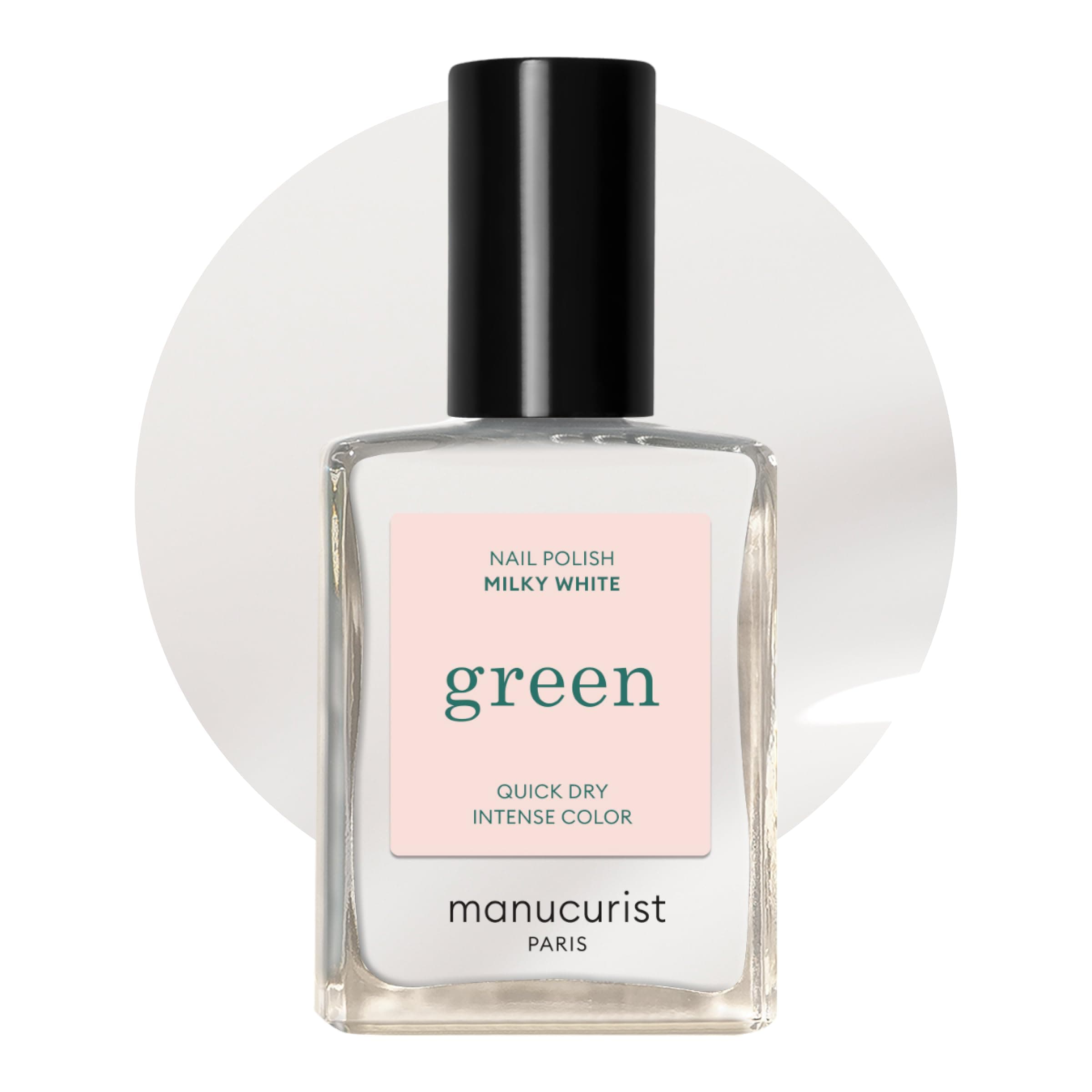 Green™ Milky White - White Nail Polish Quick Dry - Natural Classic Nail Varnish 9-Free - Vegan and Plant-Based - Manicure & Nails Care - 15 ml
