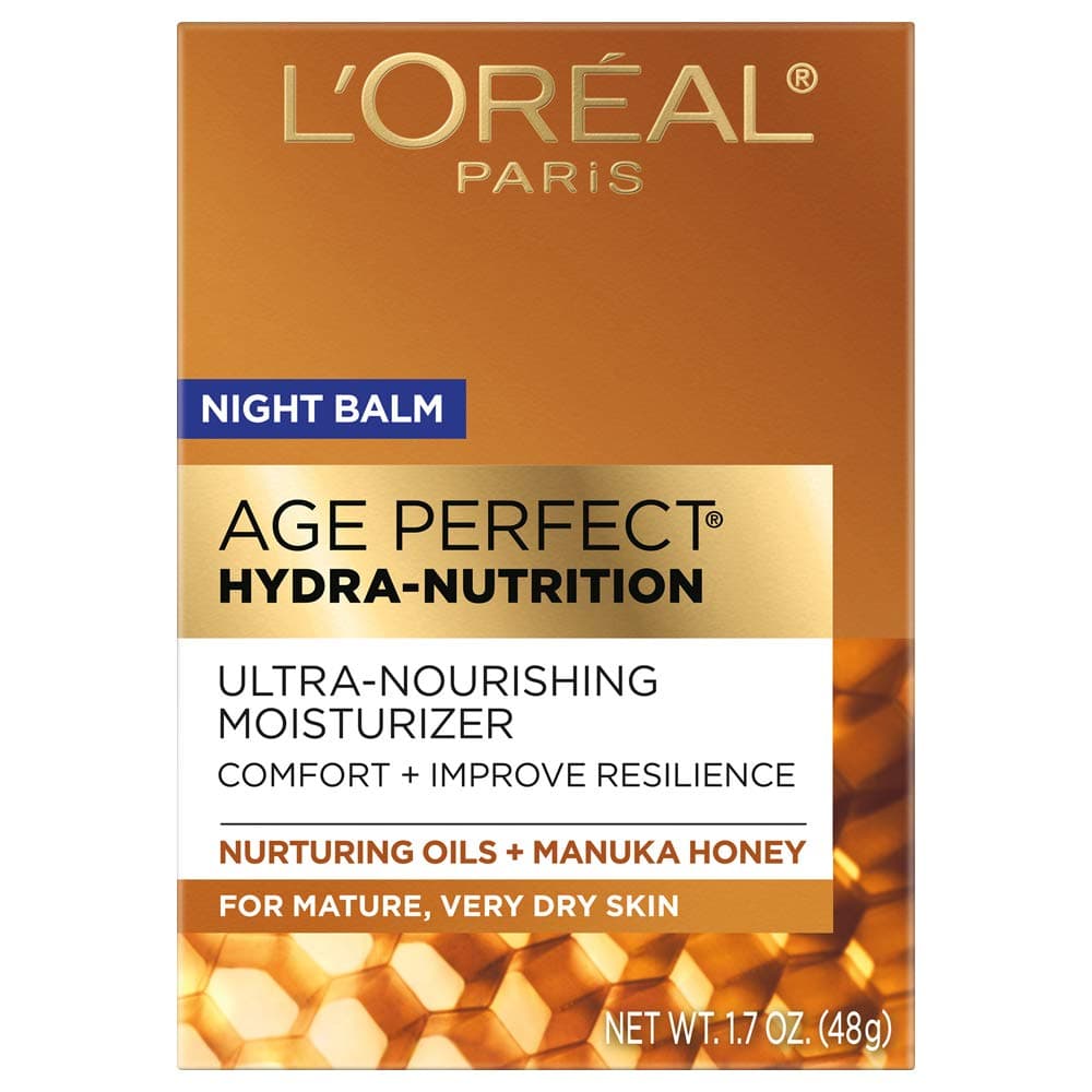 L’Oréal Paris L'Oreal Skincare Age Perfect Hydra Nutrition Ultra Nourishing Honey Night Balm, Face Moisturizer to Comfort, Improve Resilience on Dry Skin, Manuka Honey and Nurturing Oils, 1.7 oz.