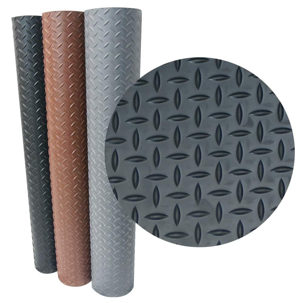 Goodyear Diamond-Plate Rubber Flooring - 3.5mm x 36"" x 5ft - Black