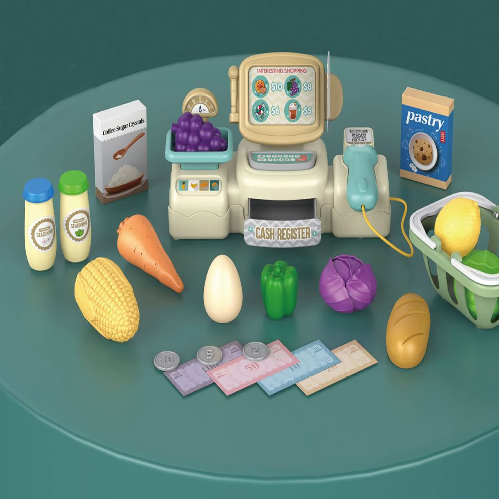 THE WHITE SHOP Children's Blender Toys, Kitchen Pretend Toy Set with realistic Light and Sound Play Food Kitchen Accessories Set suitable for children toddlers learning to grill(328-3)