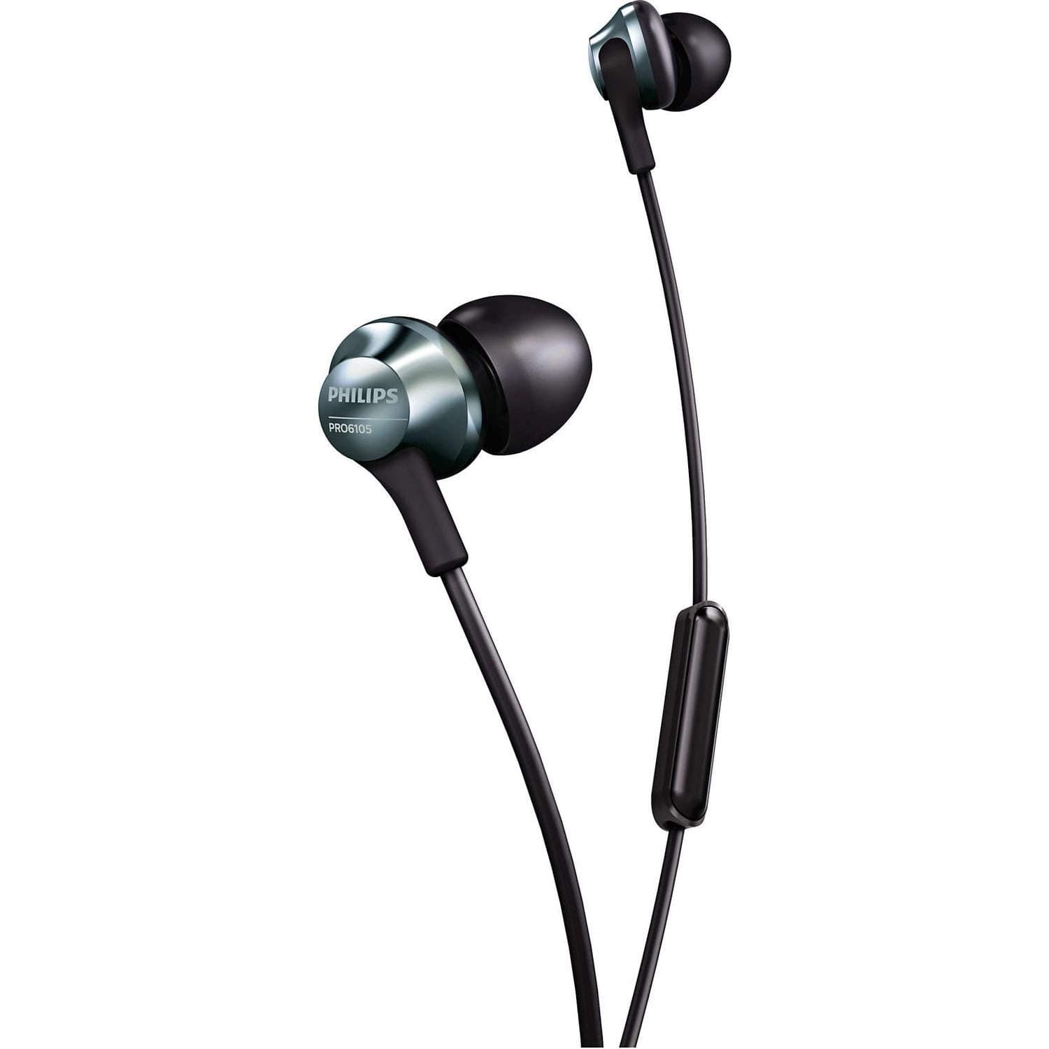 Audio PRO6105 Wired Earbuds, Headphone with Mic, Hi-Res Audio, Lightweight, Comfortable Fit - Black (PRO6105BK/00)