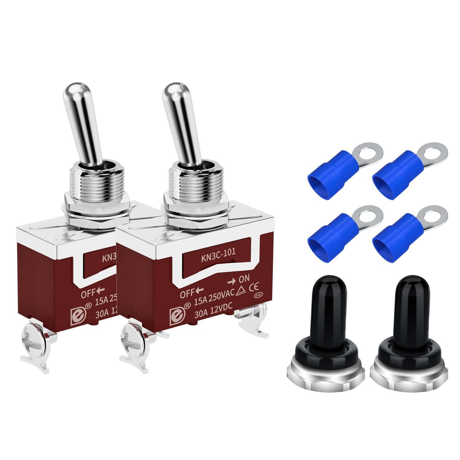 DAIERTEK12V Waterproof Toggle Switch 12 Volt Marine Toggle Switch 120V Heavy Duty 20A 125VAC/15A 250VAC 2 Pin Position Latching SPST ON Off with Cover for Boat Automotive ATV