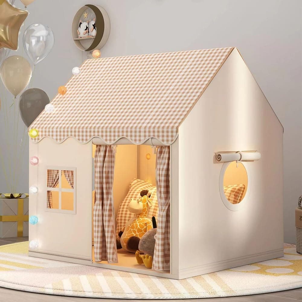 Large Kids Playhouse with Tote Storage Bags - Indoor & Outdoor Play Tent for Toddlers, Furniture Washable Teepee for 3-6 Year Olds