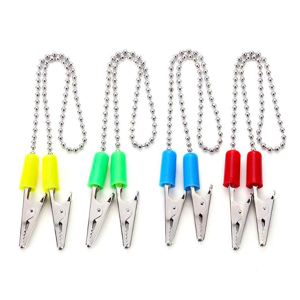 Dental Napkin Clip Bibs Holder Clips, Flexible Metal Ball Dental Bib Chain for Bibs/Face Cover/Kids Adult and Elderly, Mask Lanyard, Neck Strap, 4 Color Dental Bib Holder Clips