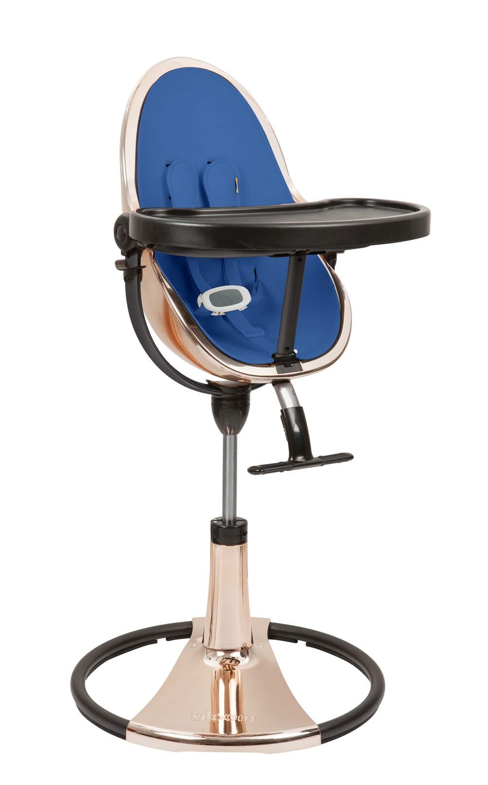Bloom Fresco loft Chrome High Chair Special Edition Rose Gold with Starter Kit (Seat Insert) Riviera Blue