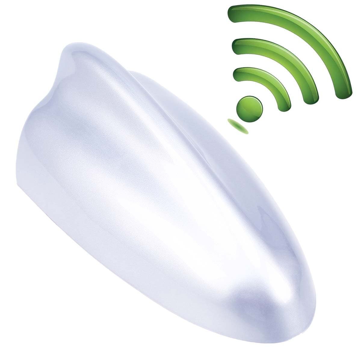 Possbay Shark Fin Antenna Car Antenna AM FM Radio Signal Aerial Adhesive Tape Base Super Functional Silver