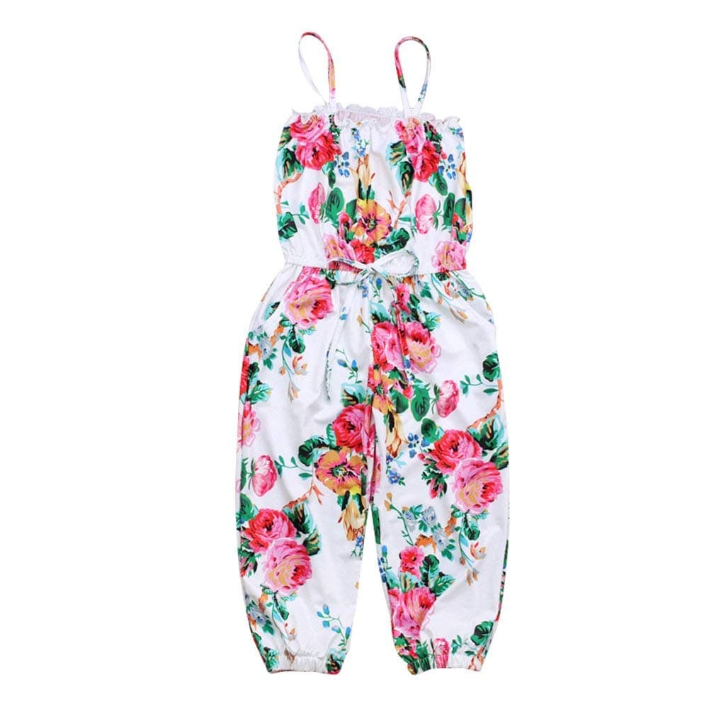 Toddler Girls Kids Jumpsuit Girl One Piece Sleeveless Floral Playsuit Strap Romper Summer Outfits Clothes