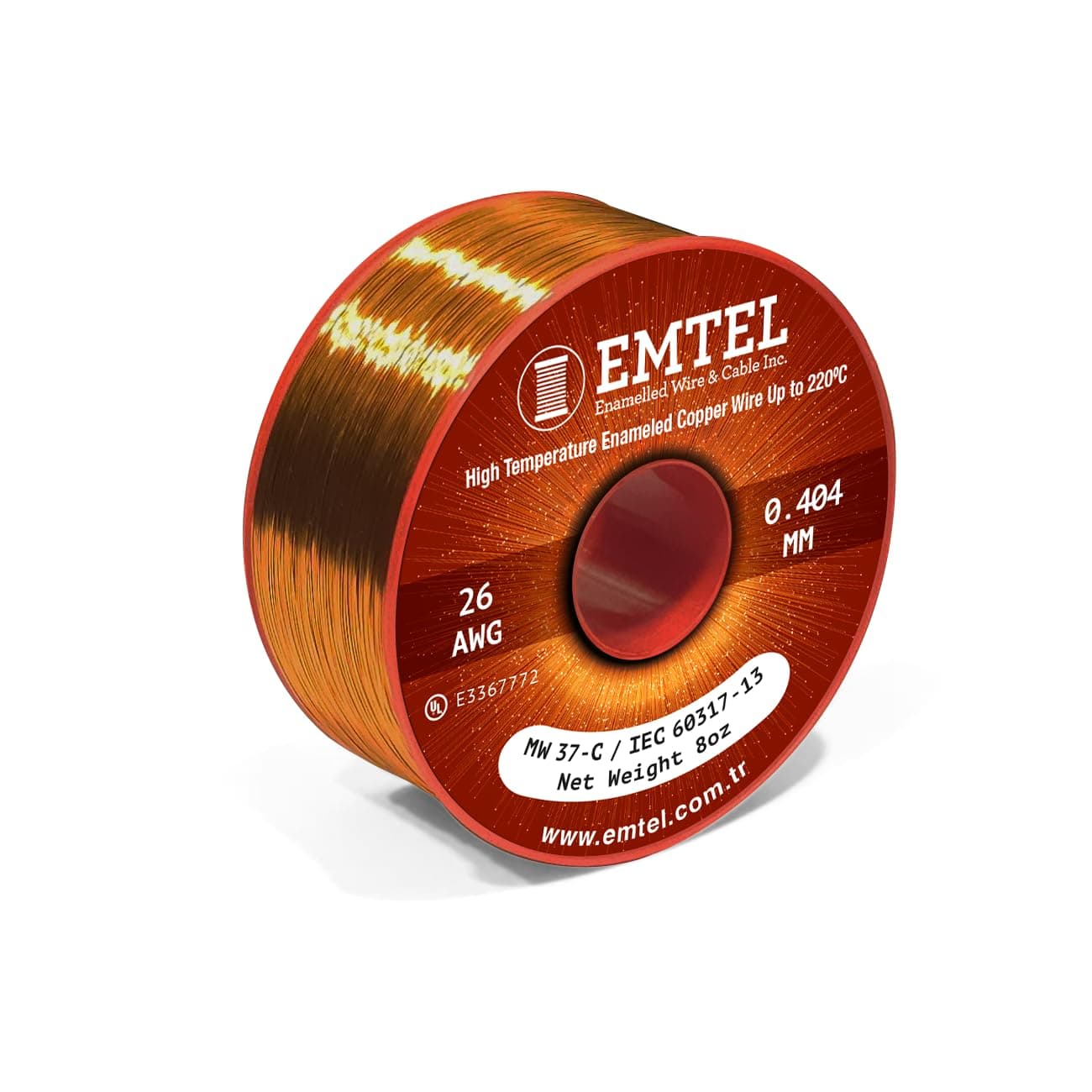 Emtel 26 AWG - 8 oz (650 feet) Magnet Wire - Enameled Copper Wire for Electrical Motor Transformer Magnetic Coil 220°C (428°F) Thermal Class - Double Insulated Winding Wire
