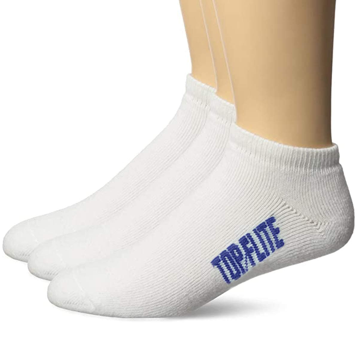 Top Flite Men's Sport Full Cushion Low Cut Socks 3 Pair Pack, White, Large (10-13) - Shoe Size 9-13