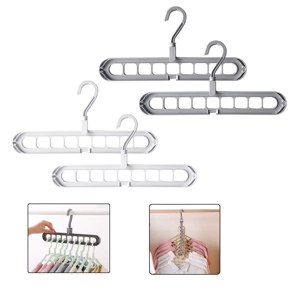 YMTECH Clothes Hangers Clothing Organiser Wardrobe Space Save and Closet Organization Hooks, Magic Closet Coat Clothing Organiser (4 Packs)