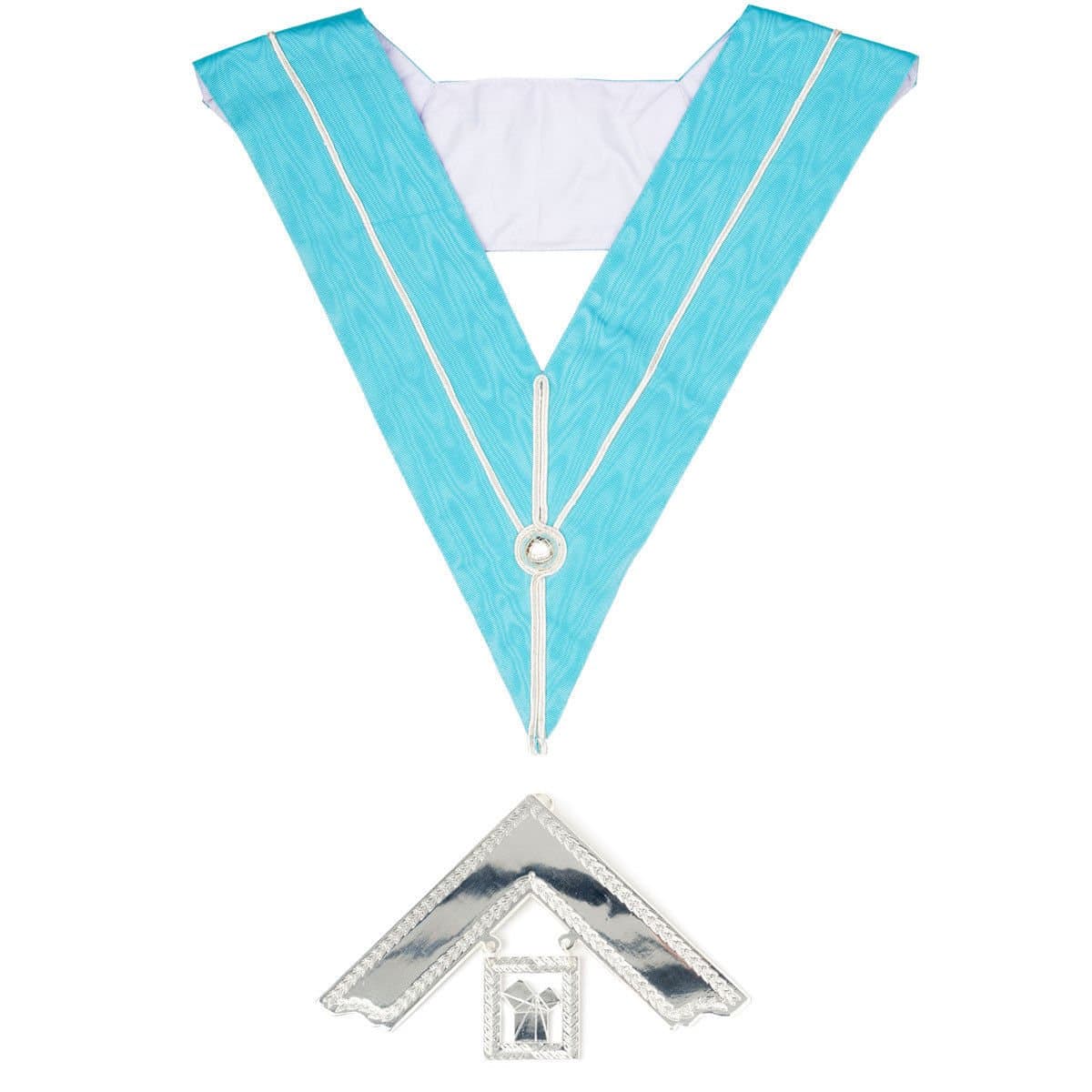 THE MASONIC COLLECTIONCraft Past Masters Collar & Jewel PM - Silver Plated - Made With Light Blue Fabric - A Perfect Masonic Accessory Gift For Freemason Men