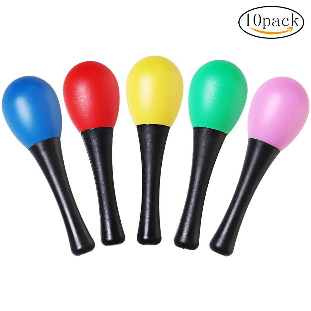 10 Piece Plastic Percussion, borte Funny Musical Egg Maracas, 5 Colors Egg Shakers Maraca Rattles Shaker Percussion Child Kids Toys
