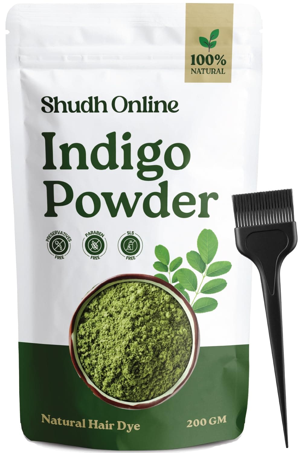 Shudh Online Indigo Powder Organic for Hair Black Colour (200 Grams), Natural Avuri Leaf Powder, Neela Amari, Neel Patti, Neela, Neelamari, Neelayamari, Indico. for face