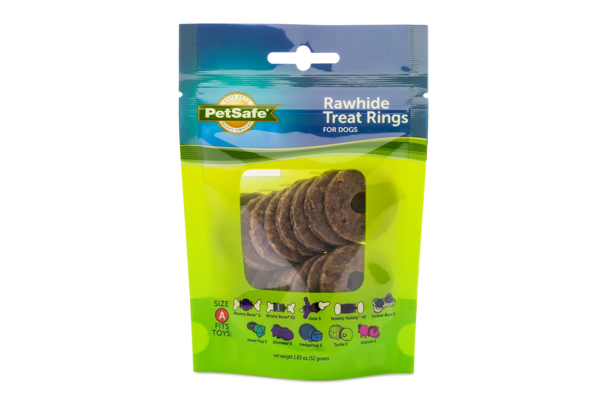 PetSafe Busy Buddy Natural Rawhide Rings - Keeps Dog Busy - Peanut Butter Flavored - Flavored Rawhide Treat Rings - Dogs Chew Toy Compatible - Three Resealable Bag