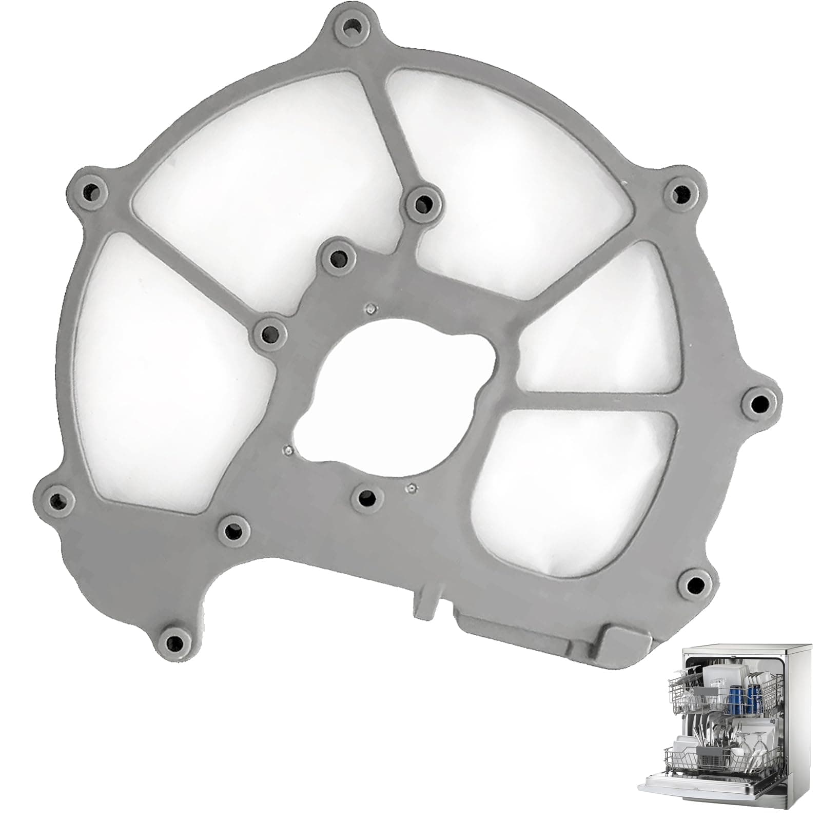 【Upgraded】"No Hump" DD63-00104A For Samsung Dishwasher Pump Mesh Filter Body (OEM) Parts, Grey (9 * 8.6 * 0.2 inch) (Match DD63-00099A Sump-Cover)