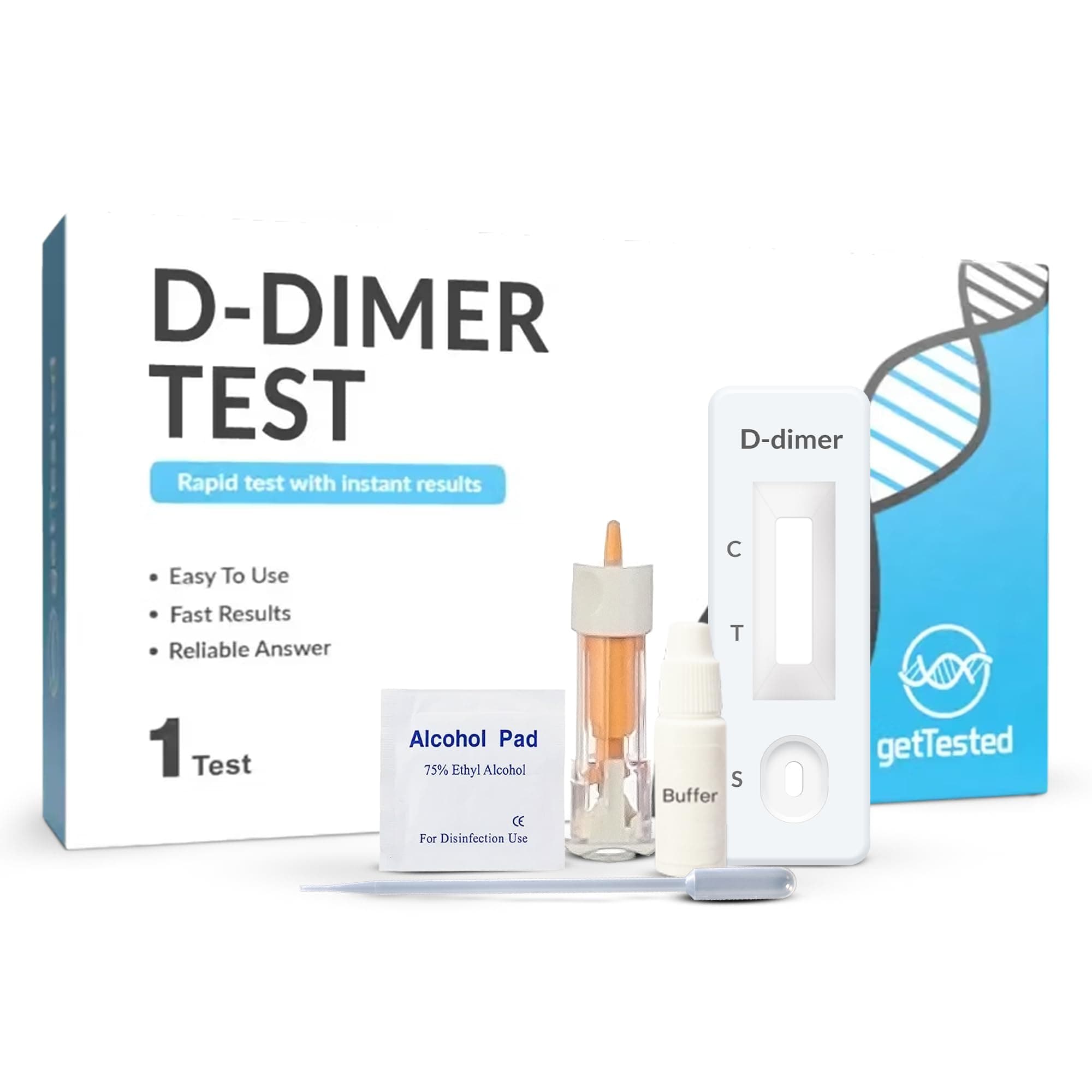 GetTested D-Dimer Test Kit, at-Home Blood Clot Risk Screening, Rapid Results ...