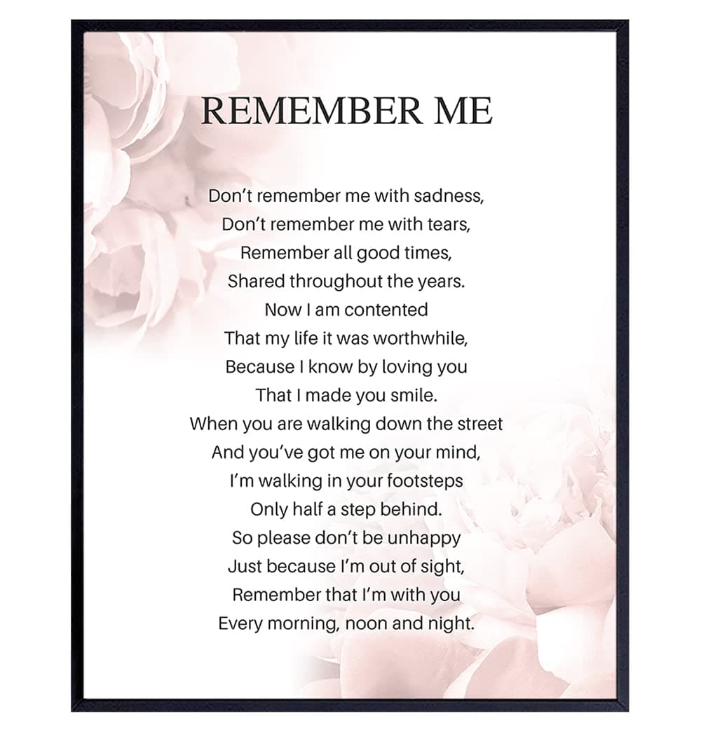 Memorial Remembrance Gift for Loved Ones - Encouragement Gift for Cat, Dog, Pet Owners - Sentimental Remember Me Wall Art, Room Decor, Home Decoration - 8x10 Floral Poster Photo Set UNFRAMED