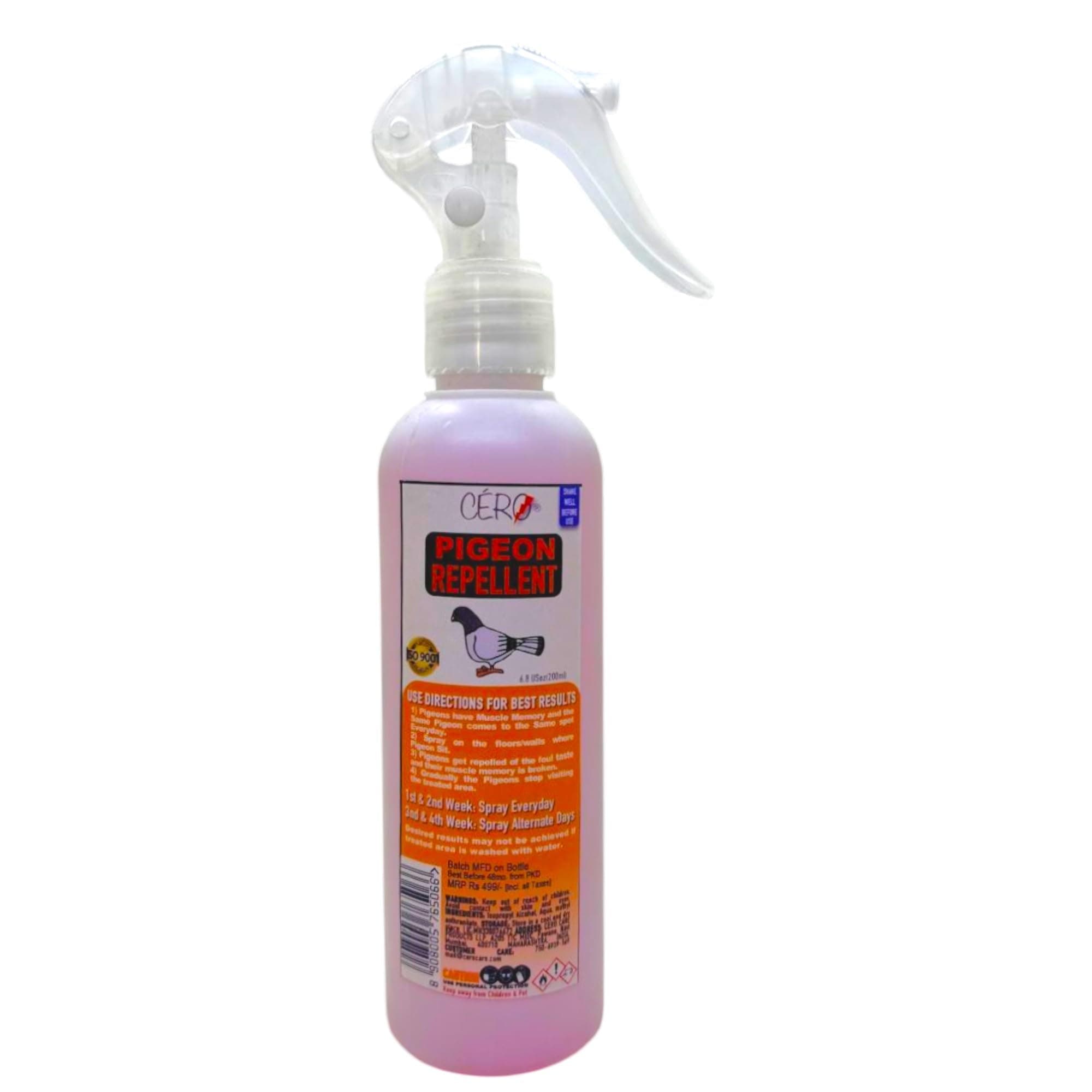 CERO New Pigeon Repellent Trigger Spray (200ml) Superior To Anti Pigeon Spikes Pigeon Repellent for Balcony Effectively Keeps Pigeons Away From Roof Terrace Windows Yard & Outdoor Spaces