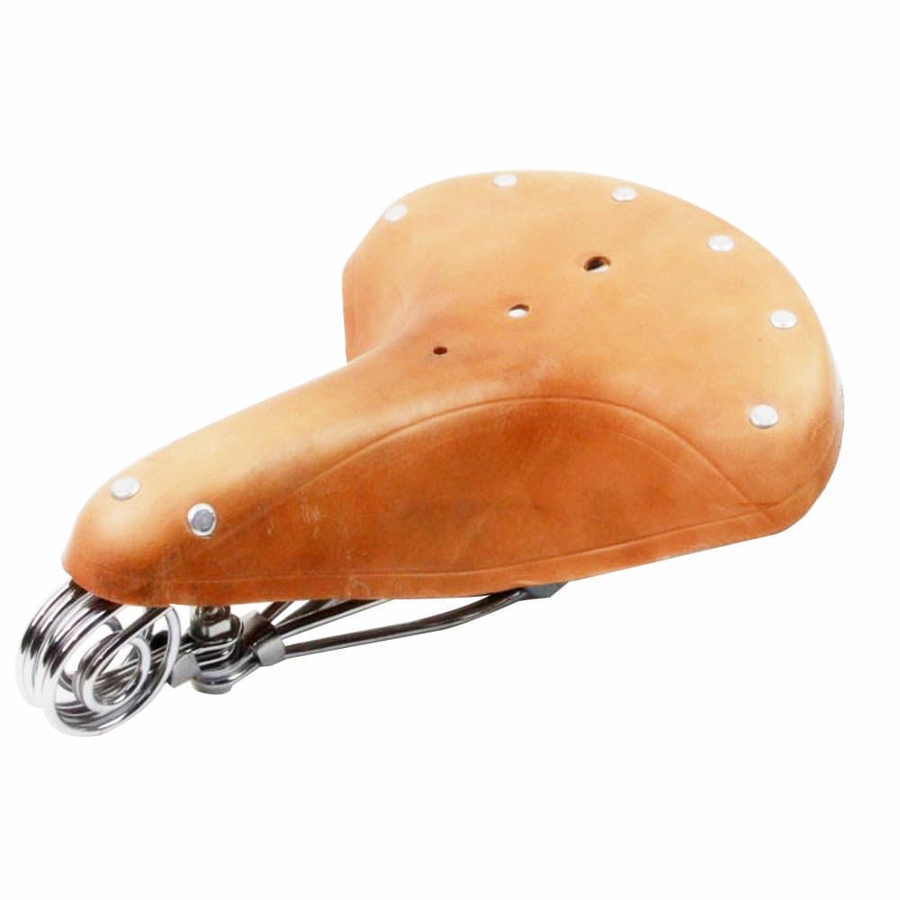 UNISTRENGH 1980s Vintage Bicycle Saddle Mountain Bike Retro Rivet Saddle Genuine Leather Cowhide Comfortable Cycling Seat