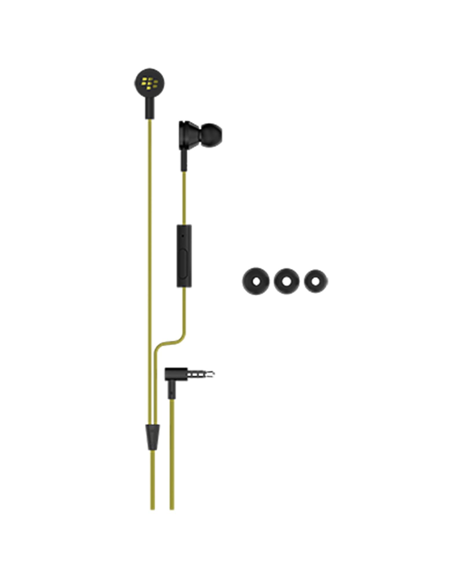 BlackBerry WS-510 Premium Stereo Headset 3.5mm - Black/Yellow - Retail Packaging