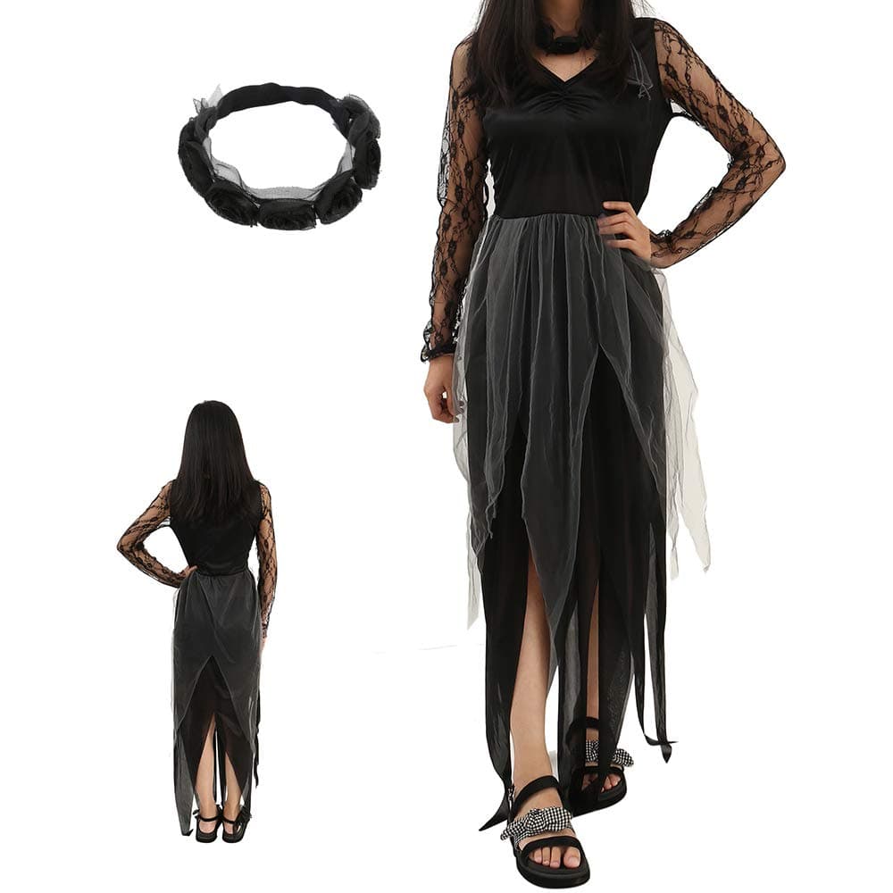 Scorpiuse Halloween Zombie Bride Costume Ghost Corpse Bride Dress for Adult Women