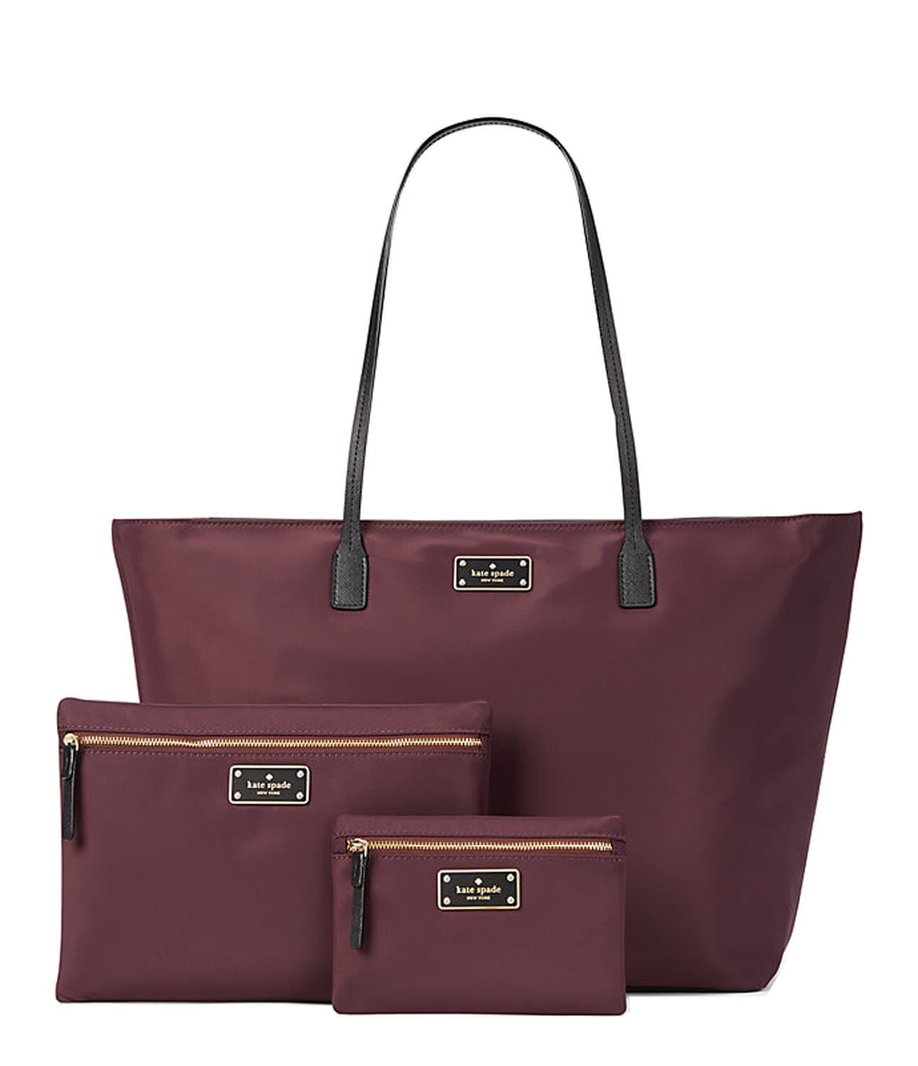 Kate Spade New YorkKate Spade blake avenue nylon margareta and large & small drewe tote set (mahogany)