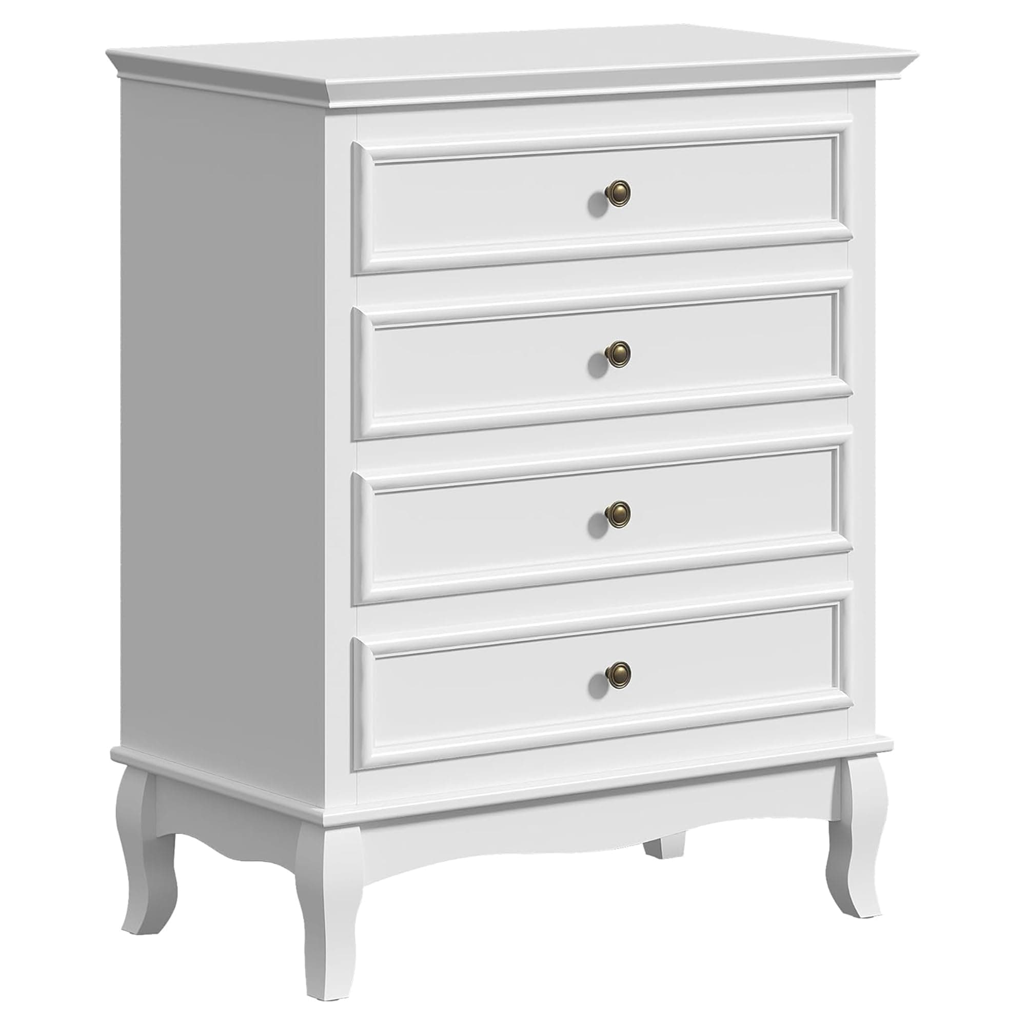 White 4 Drawer Dresser, Large Storage Chest with Ball Bearing Slide, Wide Chest of Drawers, Modern Wood Dresser for Bedroom, Living Room, Hallway, Entryway, White