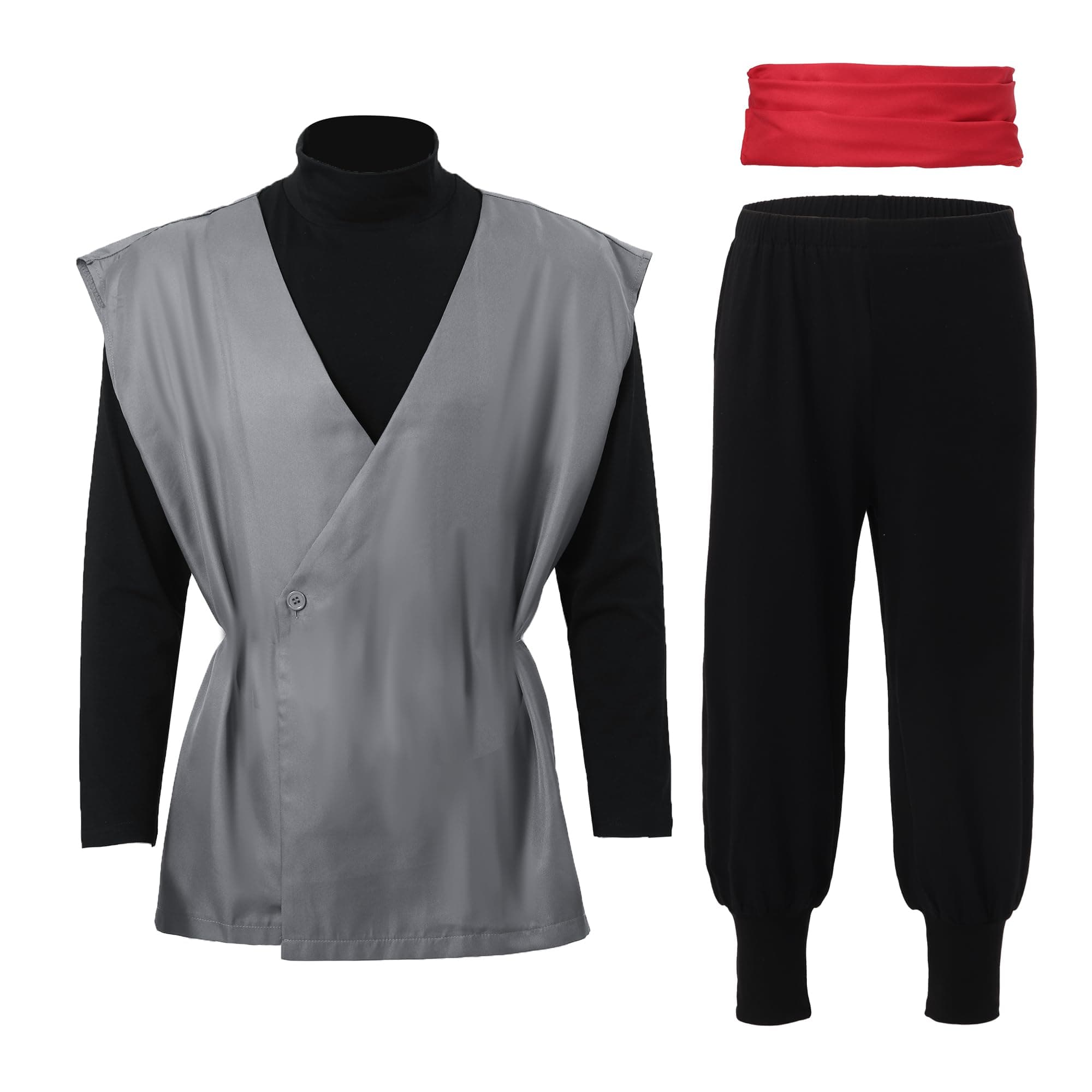 C-ZOFEK Mens Black Cosplay Costume Anime Kung Fu Suit Outfits Uniform Full Set