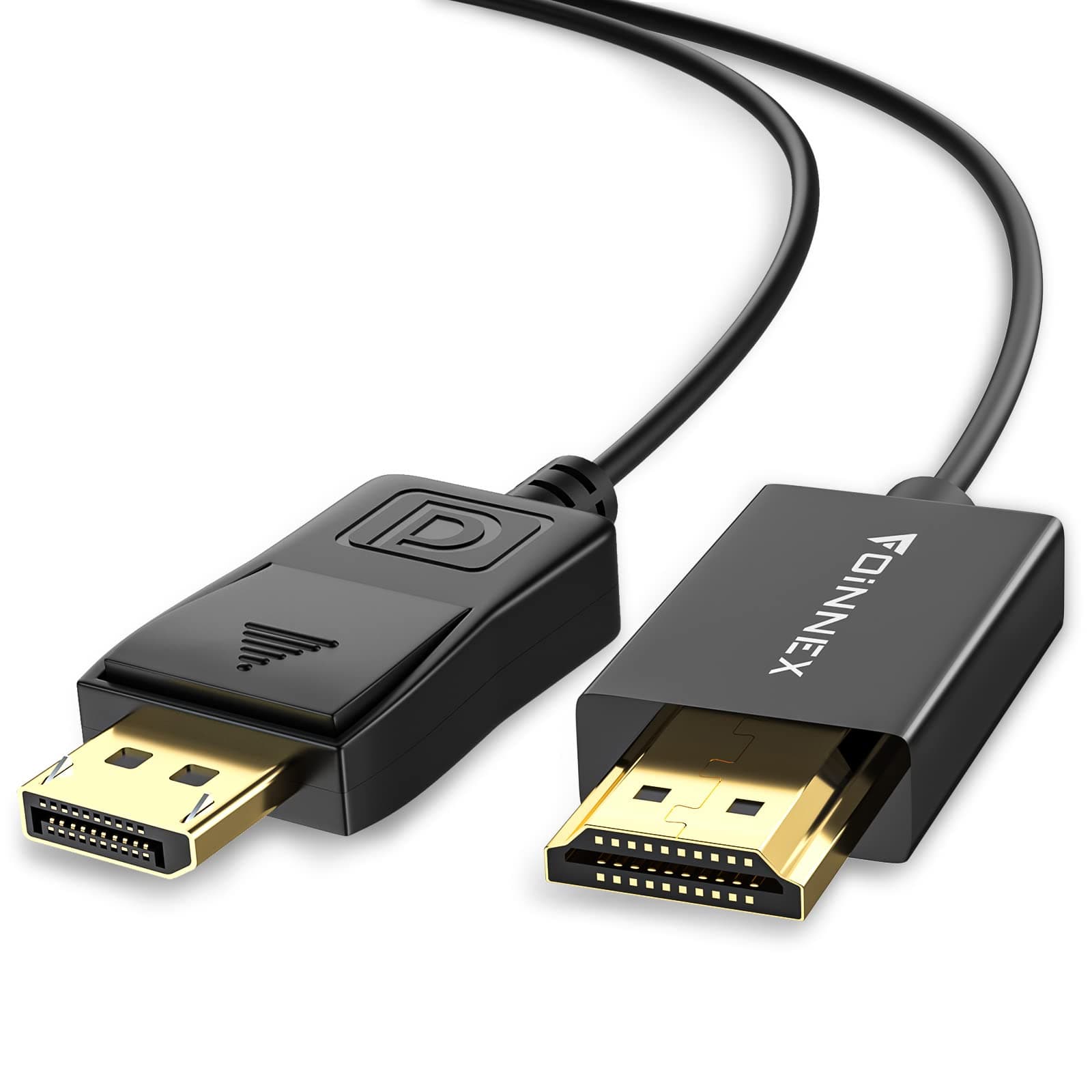 DisplayPort to HDMI Cable 6.6ft/2m, DP 1.2 to HDMI 1.4 Cord, Male Display Port in to Male HDMI Out Converter for Lenovo, HP, ASUS Laptop, PC, Desktop to Monitor, Projector, TV, 4K 30Hz 1080P@60Hz