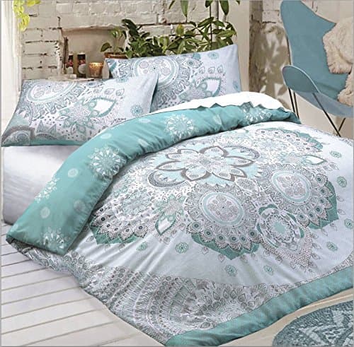STYLELIVING @ CELESTIAL MANDALA POLY COTTON REVERSIBLE NEW DUVET QUILT COVER SET BEDDING SET + PILLOW CASES SINGLE DOUBLE KING SUPER KING (Teal, Double)