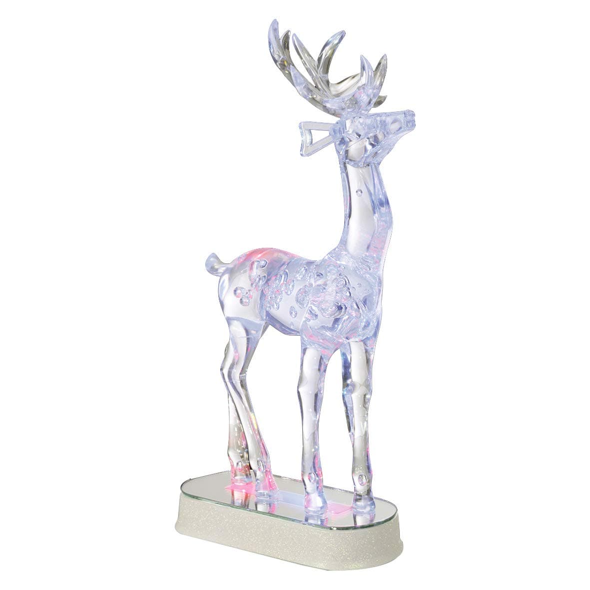 The Christmas Workshop Colour Changing Reindeer, Acrylic with Red, Green, Blue, 28cm High x 13cm Wide x 3.5cm Deep