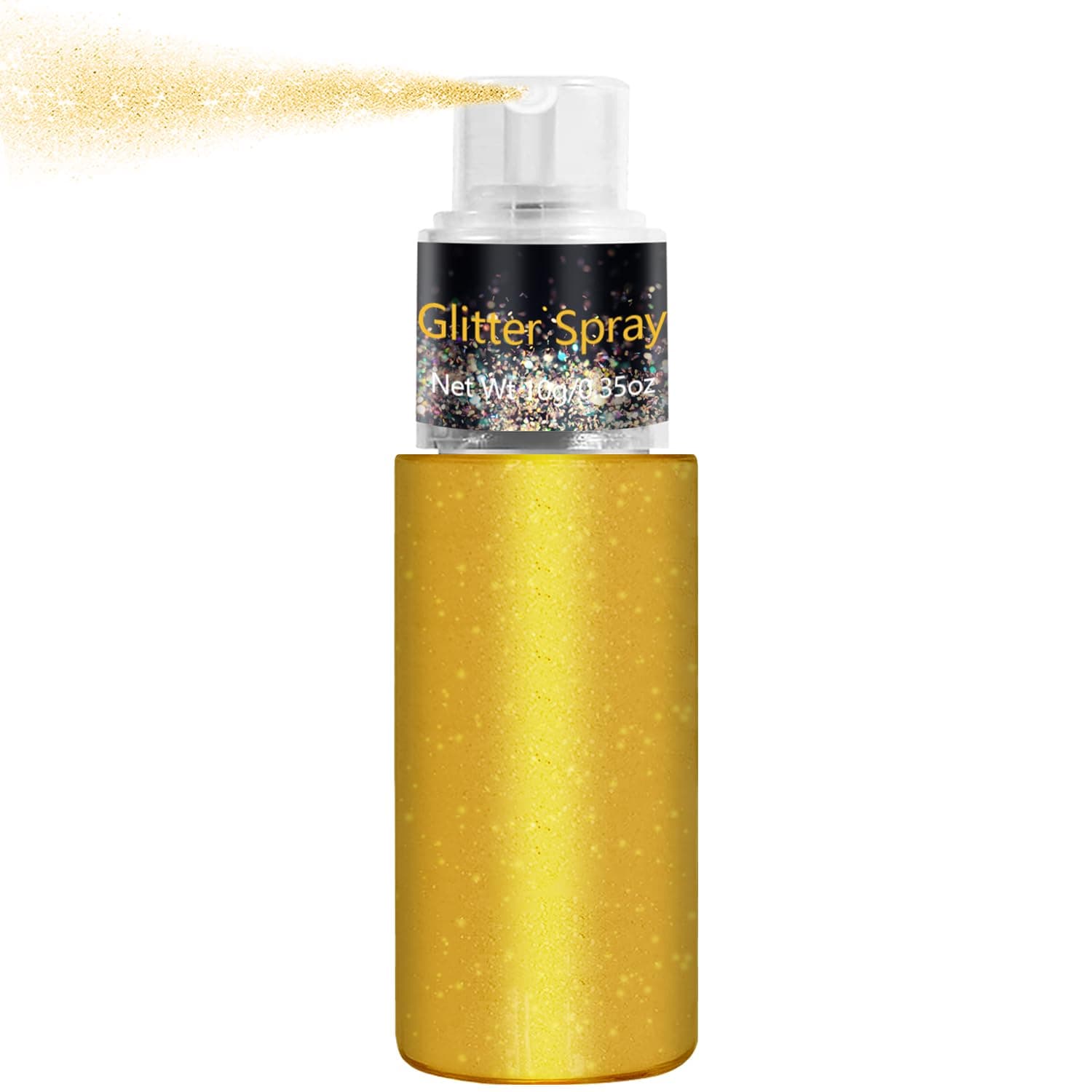 Hair and Body Glitter Spray, Holographic Glitter Highlighter Powder, Face Body Clothes Shiny Glitter, Loose Shimmer Hairspray Festival Rave Prom Accessories, 10g (01# Gold)