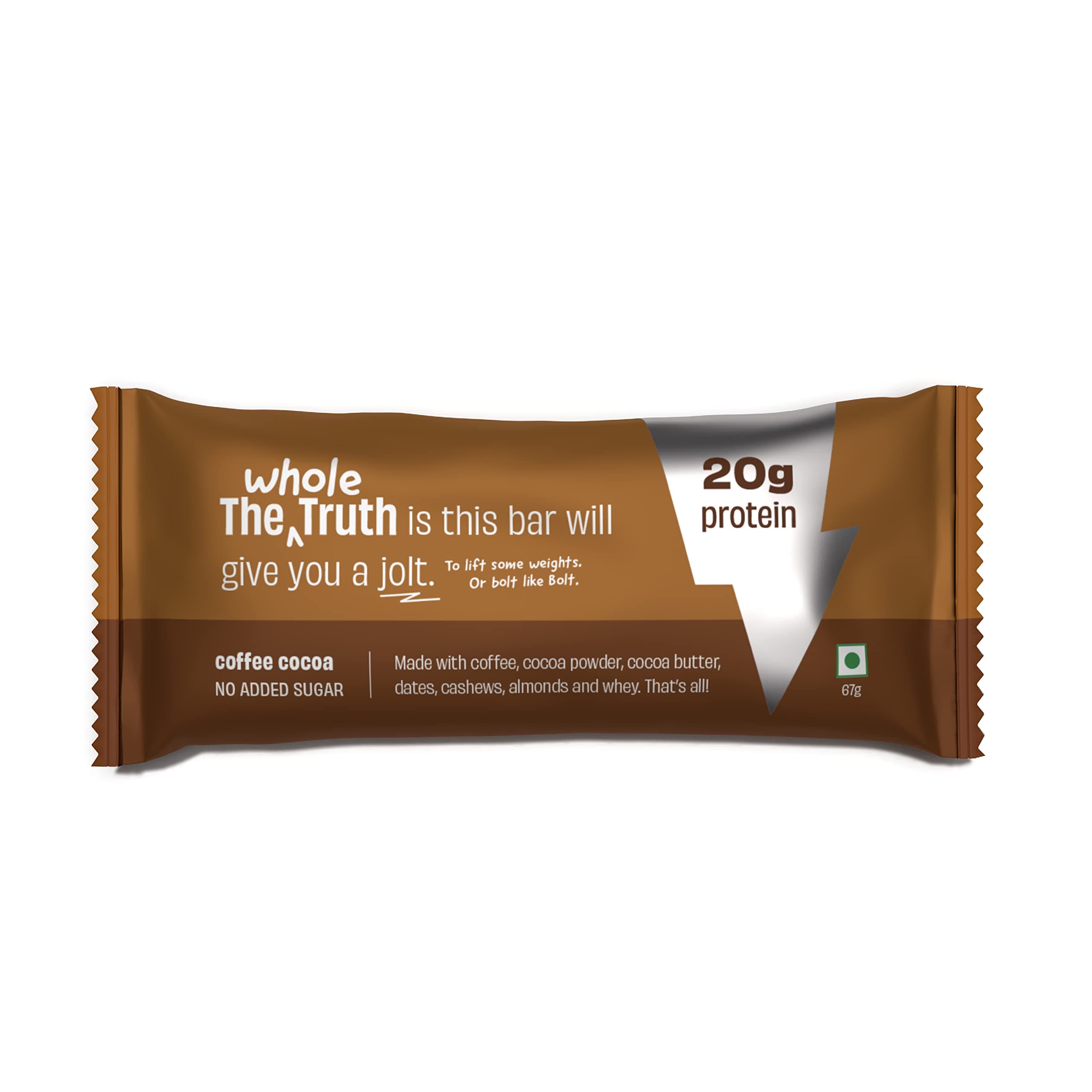High Protein Coffee Cocoa 20g Protein Bar - Pack of 5 x 67g each - No Added Sugar - No Preservatives - No Artificial Flavours - All Natural